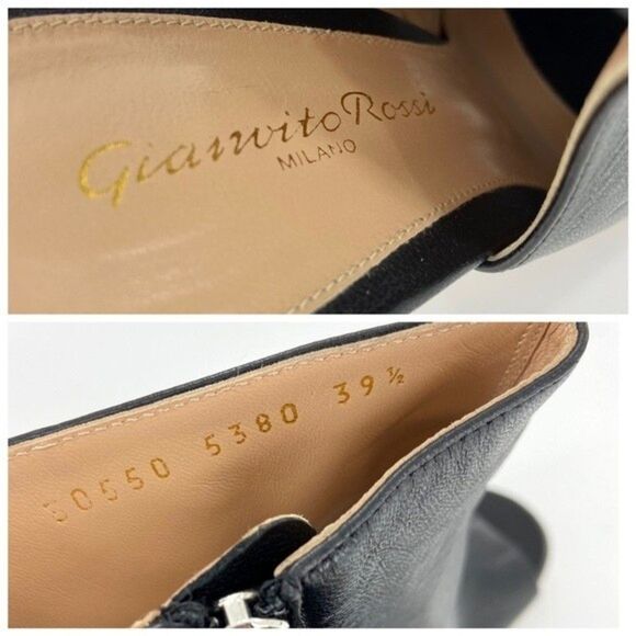 Gianvito Rossi Peep Toe Cut Out Heel Leather Ankle Booties Black 39.5 US 9.5 NEW - Picture 16 of 16